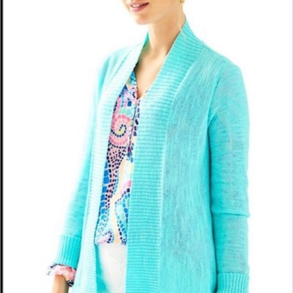 EUC Lilly Pulitzer Iris Cardigan Surf Blue